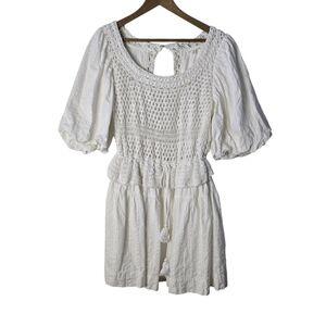 A Loves A Size M White 100% Cotton Open Back  Crochet Lace Dress